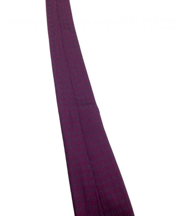 【新古品】HERMES パープルチェック柄ネクタイ 中古・古着通販】HERMES (エルメス) 総柄ネクタイ パープル サイズ