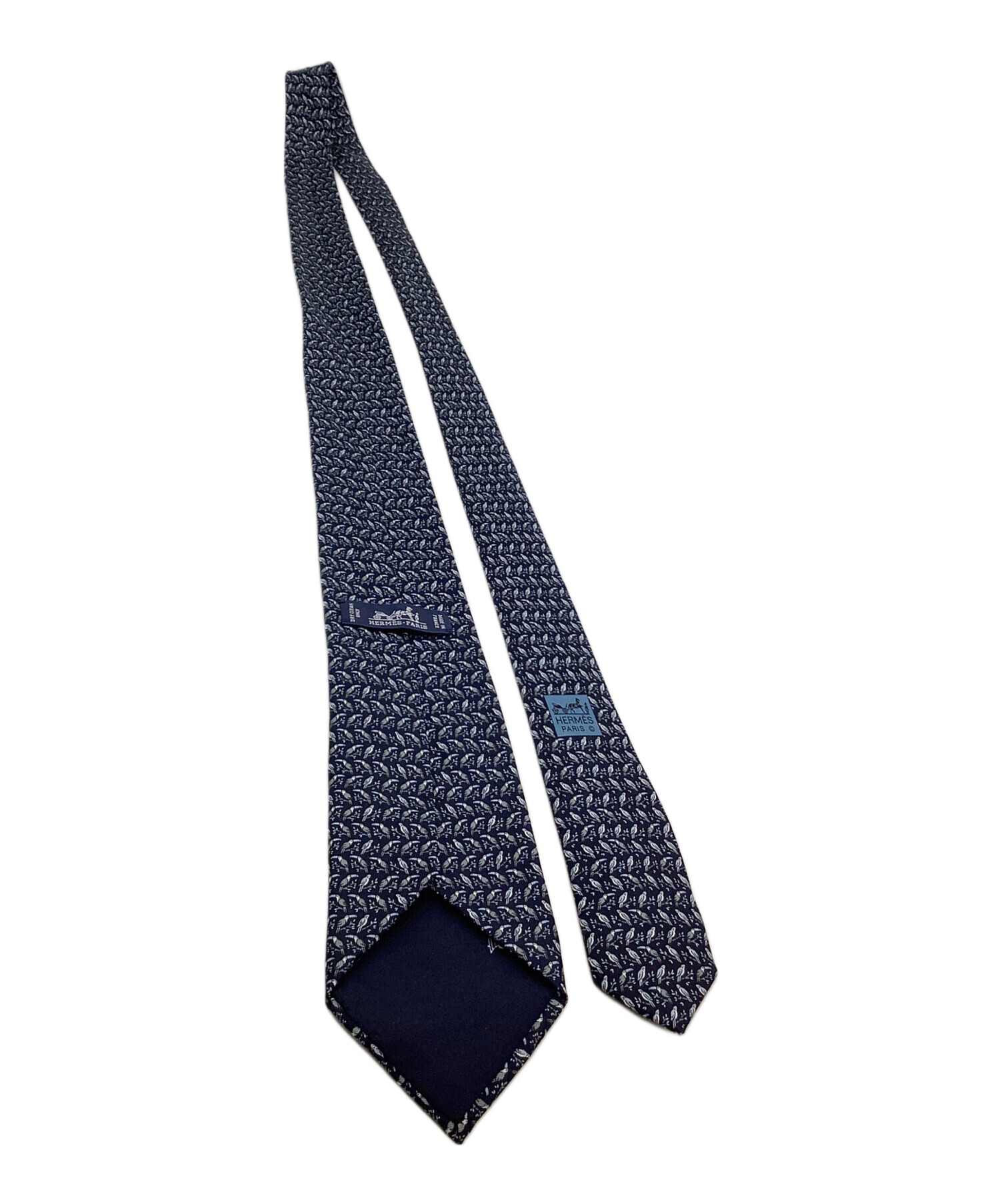 中古・古着通販】HERMES (エルメス) 総柄ネクタイ ペリカン ネイビー