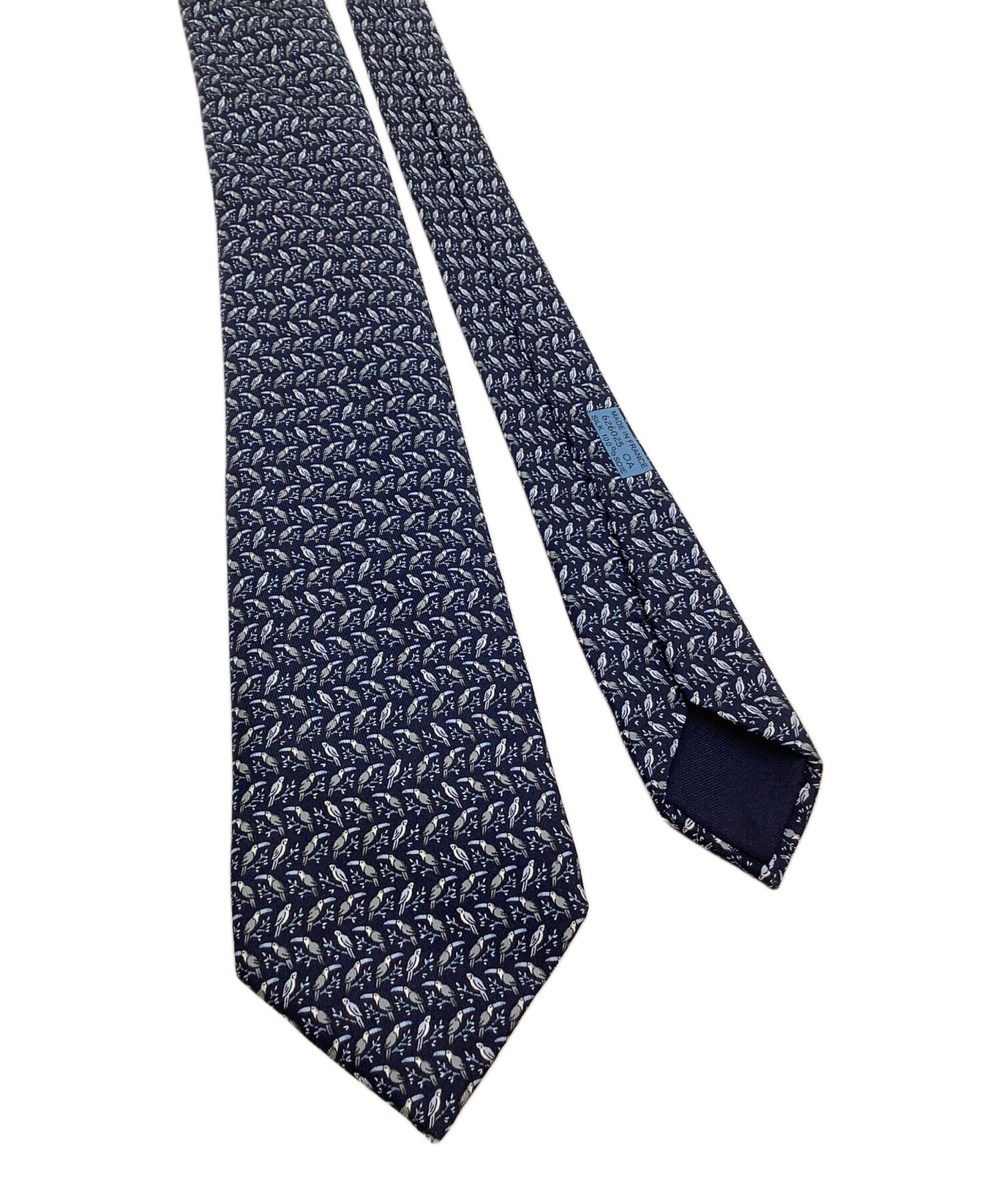 中古・古着通販】HERMES (エルメス) 総柄ネクタイ ペリカン ネイビー