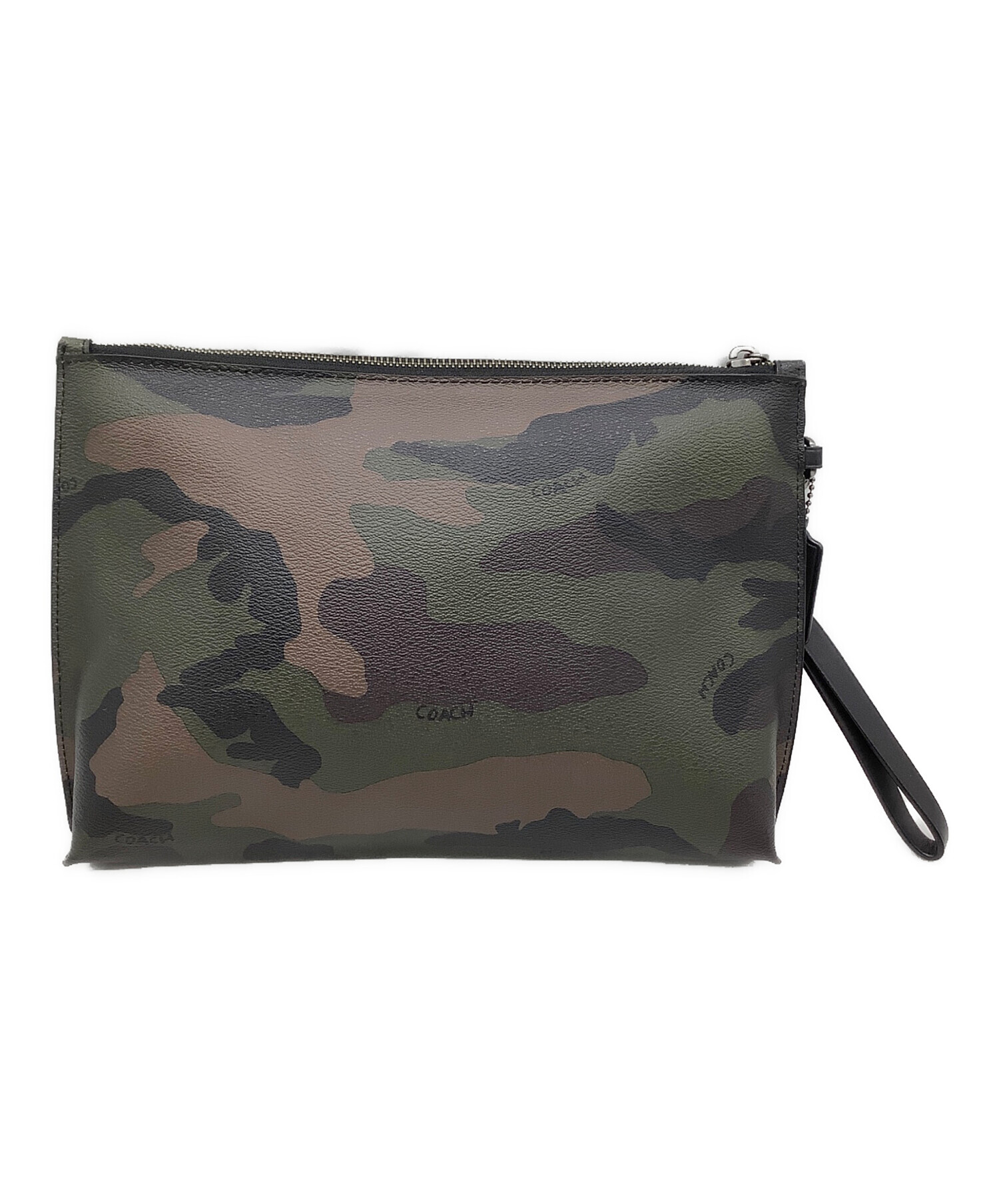 コーチ セカンドバッグ クラッチ 迷彩柄 カモフラ タ ブレット入れ 緑 中古・古着通販】COACH (コーチ) クラッチバッグ カモフラージュ柄