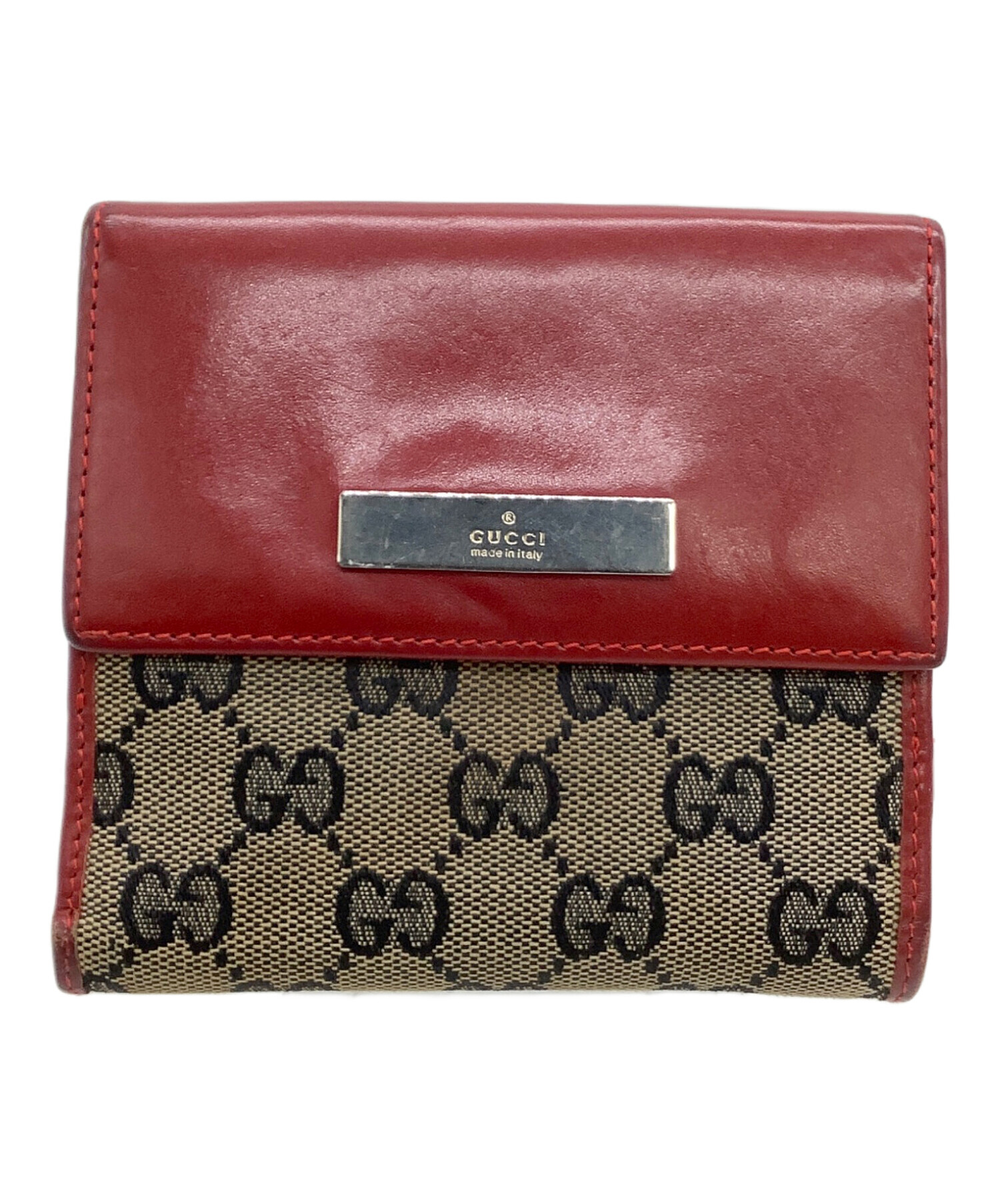 中古・古着通販】GUCCI (グッチ) 2つ折り財布 GG レッド×ブラウン 