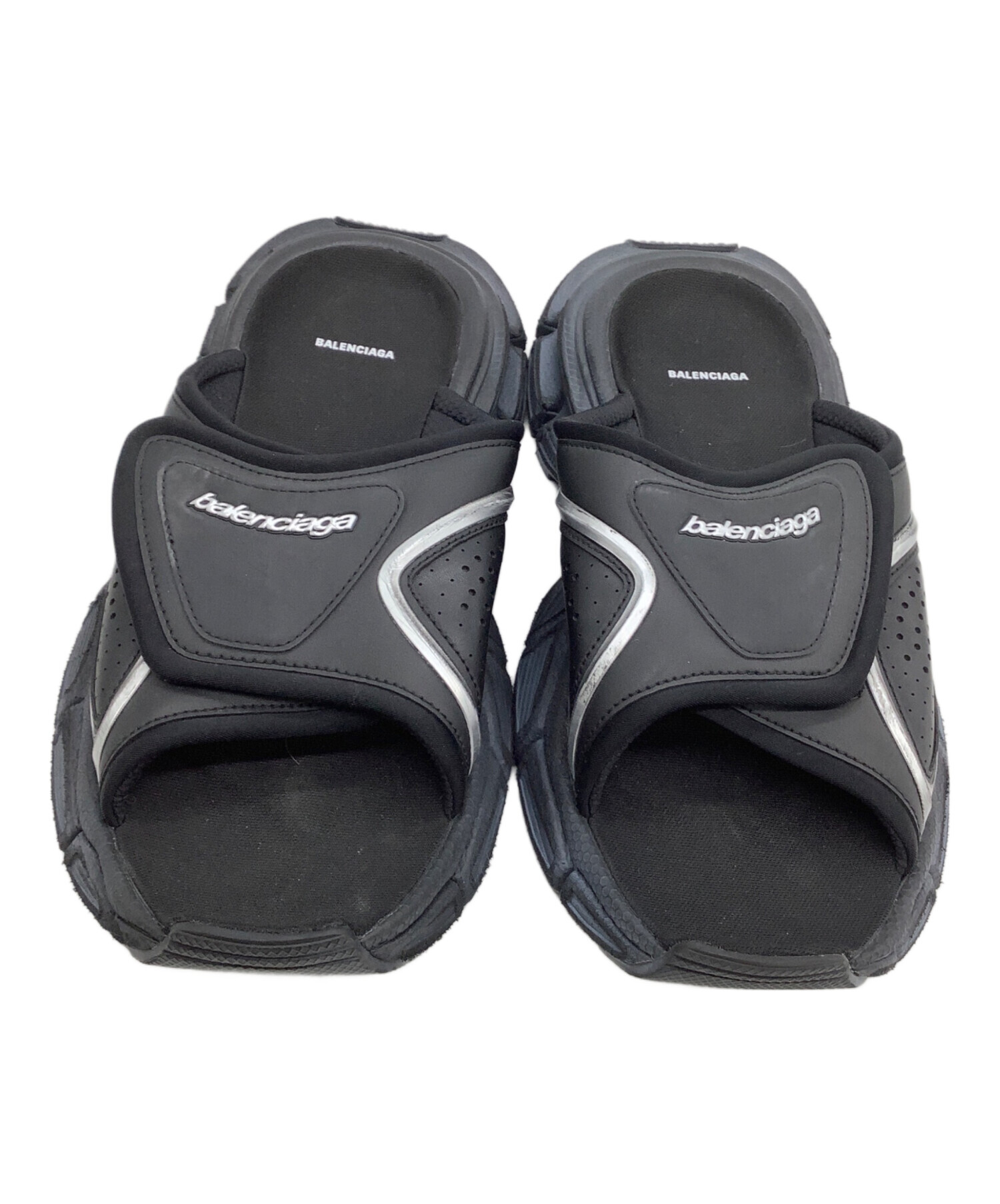 BALENCIAGA ブラック サンダル JP 27.5 中古・古着通販】BALENCIAGA (バレンシアガ) 3XLスライドサンダル