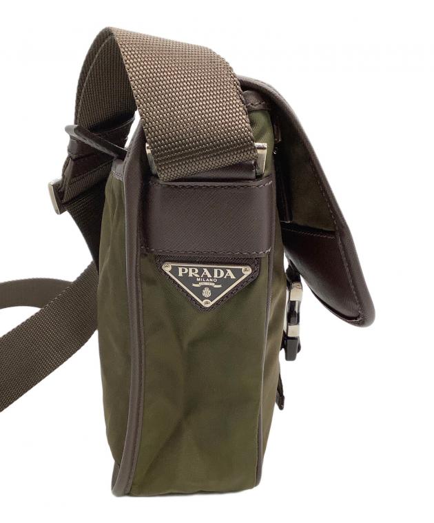 中古・古着通販】PRADA (プラダ) ショルダーバッグ カーキ×ブラウン