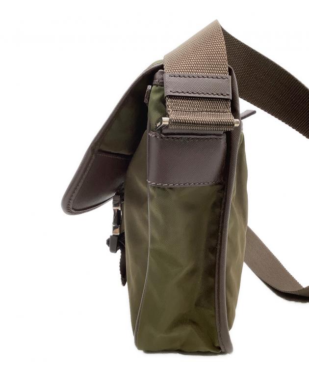 PRADA カーキ ショルダーバッグ 中古・古着通販】PRADA (プラダ) ショルダーバッグ カーキ×ブラウン