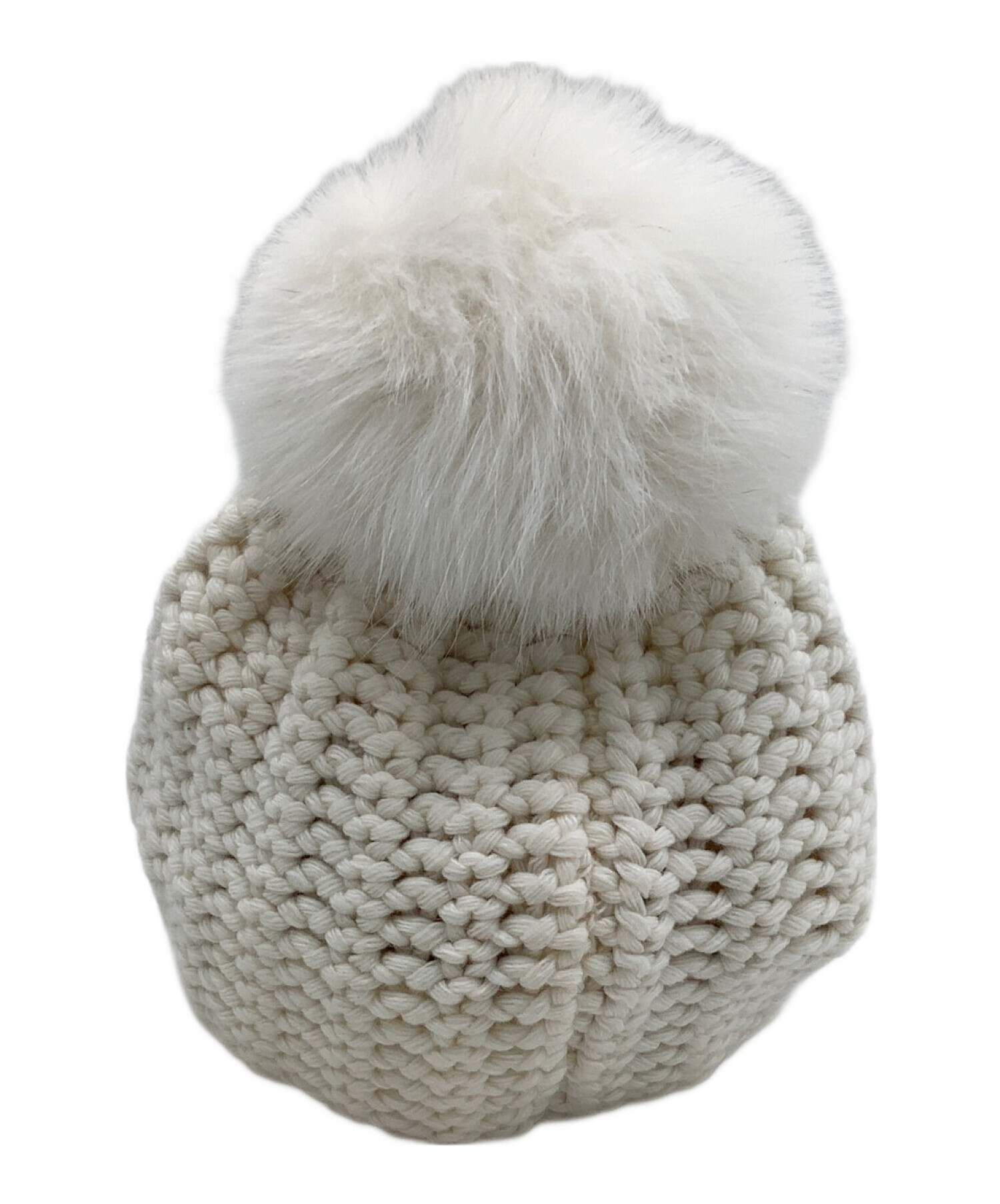 中古・古着通販】MONCLER (モンクレール) ニット帽 アイボリー サイズ 