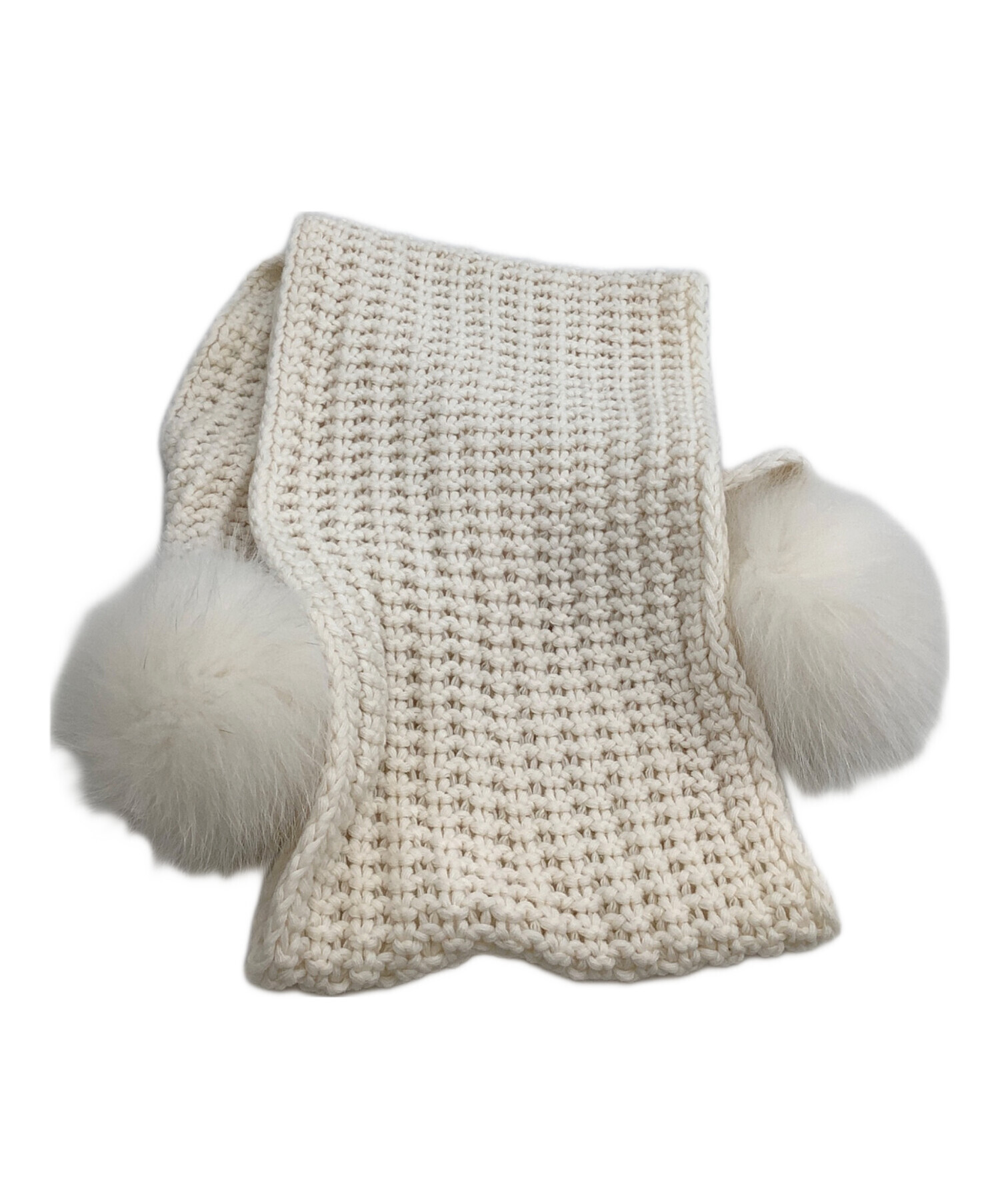 【最終値下げ】モンクレール　マフラー　ロングリブマフラー　アイボリー　白 最終値下げ】モンクレール マフラー ロングリブマフラー アイボリー 白