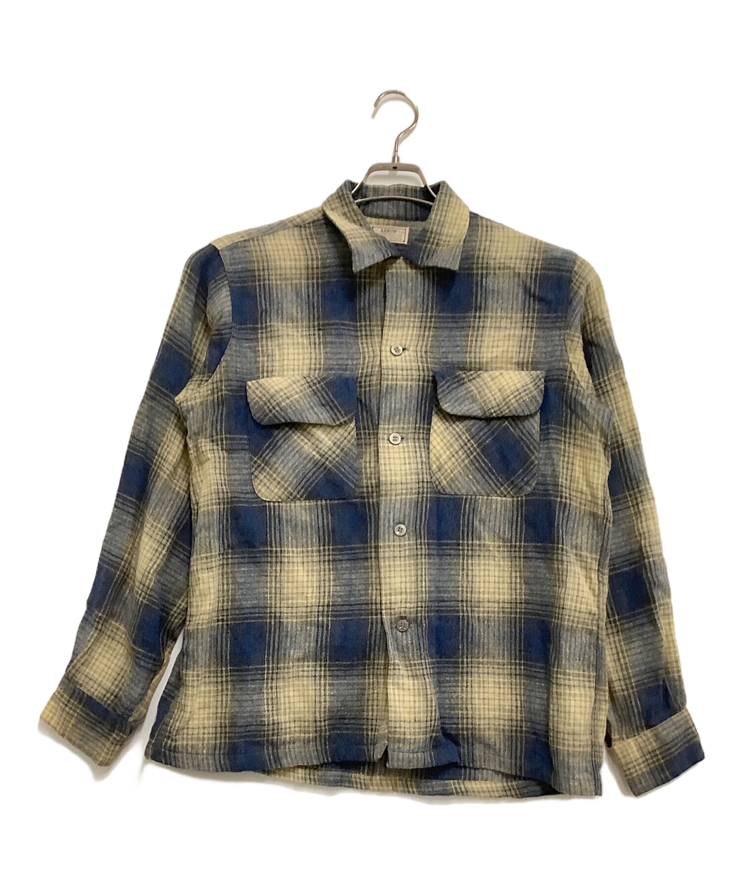 【入手困難 50s】ARROW USA製　絶妙配色　オンブレチェック 長袖シャツ 中古・古着通販】ARROW (アロー) 長袖シャツ オンブレチェック ブルー