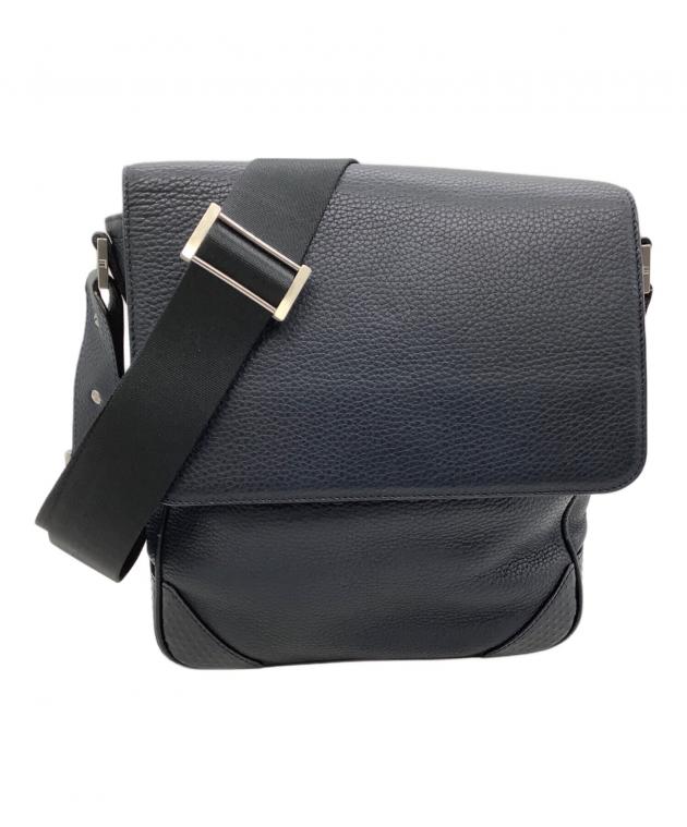 黒のレザーショルダーバッグ　ダンヒル 中古・古着通販】dunhill (ダンヒル) レザーショルダーバッグ ブラック