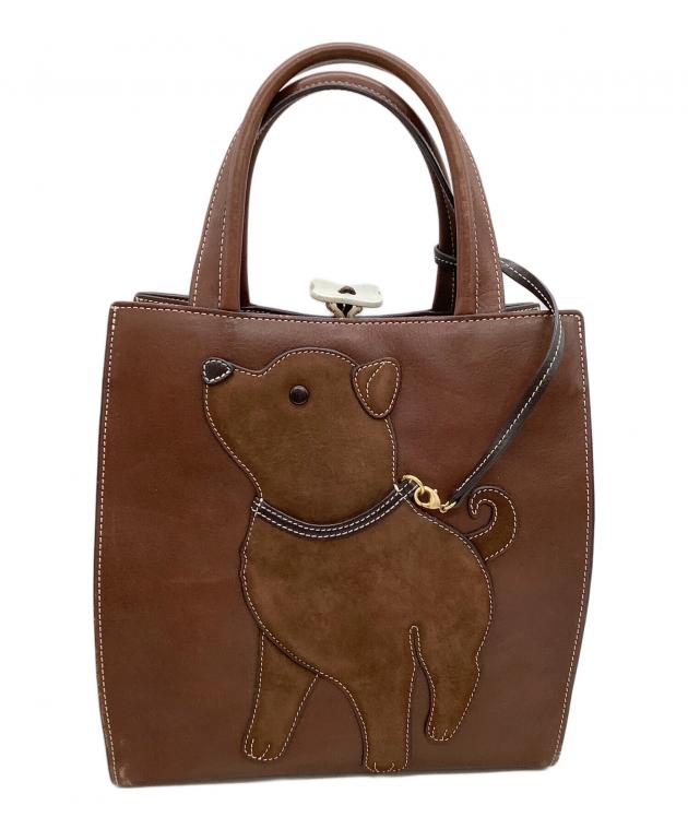 Kitamura キタムラ　犬　ハンドバッグ　トートバッグ　希少 希少 本革 Kitamura トートバッグ ハンドバッグ レザー 犬柄 ワンコ