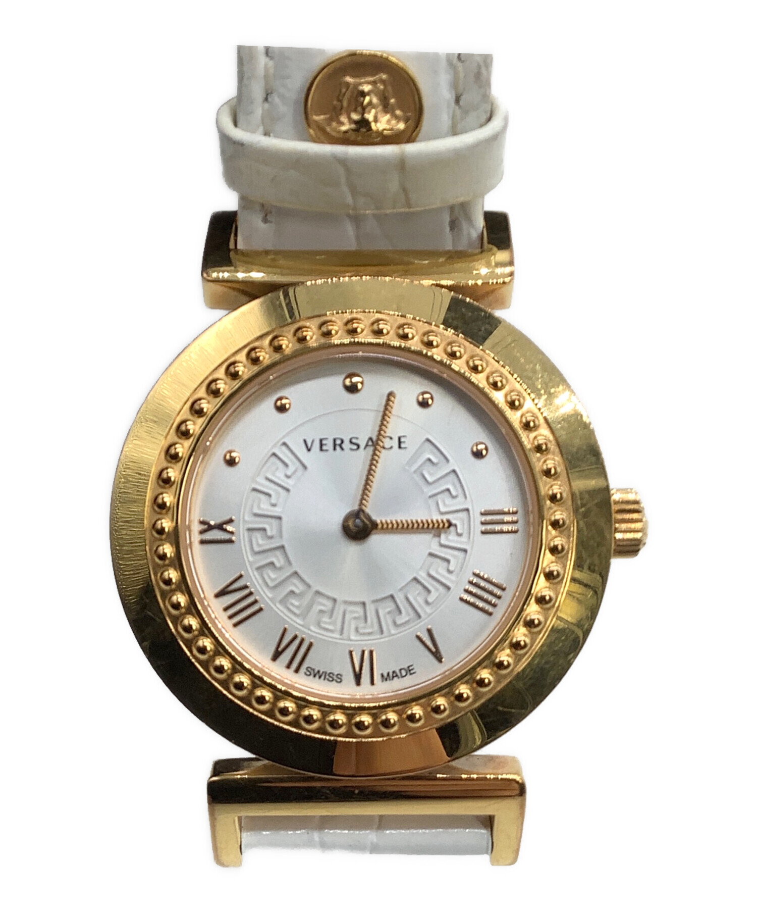 レア貴重‼︎ 価値ある ヴェルサーチ 超特大フリンジ付　 古代ローマ調 中古・古着通販】VERSACE (ヴェルサーチェ) 腕時計 クォーツ ホワイト