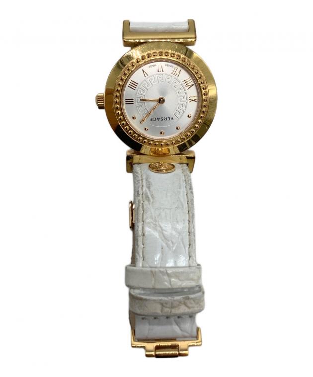 VERSACE 時計 ゴールド ホワイト 中古・古着通販】VERSACE (ヴェルサーチェ) 腕時計 クォーツ ホワイト