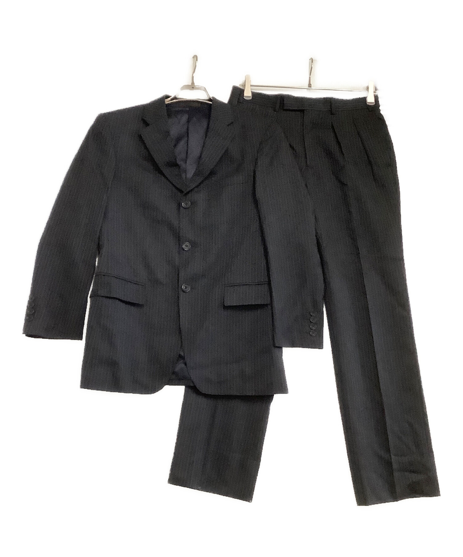 ✨️美品✨️ バーバリーブラックレーベル スーツ ストライプ ブラック 黒 M 中古・古着通販】BURBERRY BLACK LABEL (バーバリーブラックレーベル