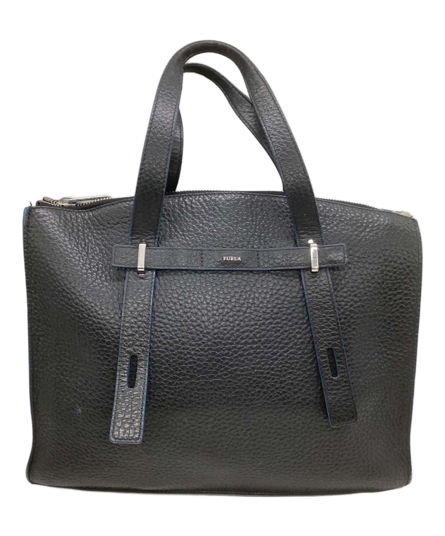 フルラFURLA☆トートバッグ GIOVE☆ダークグレー☆中古 中古・古着通販】FURLA (フルラ) レザートートバッグ GIOVE ブラック