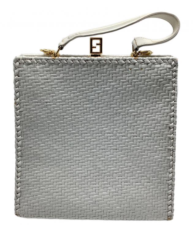 良品 フェンディ FENDI かごバッグ バスケットスモール 8BH388 ホワイト 白 ベージュ イタリア製 ABランク 中古 FENDI - 良品 フェンディ FENDI かごバッグ バスケットスモール 8BH388