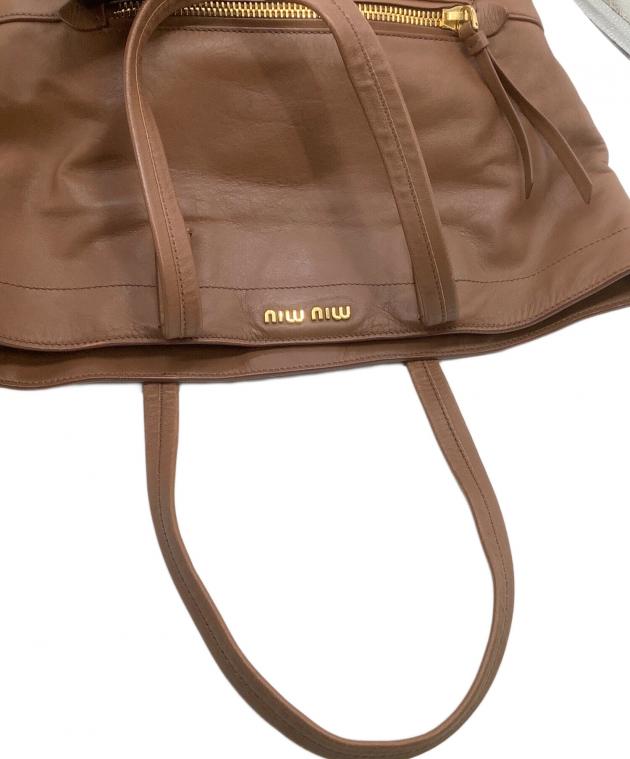 中古・古着通販】MIU MIU (ミュウミュウ) レザートートバッグ ブラウン