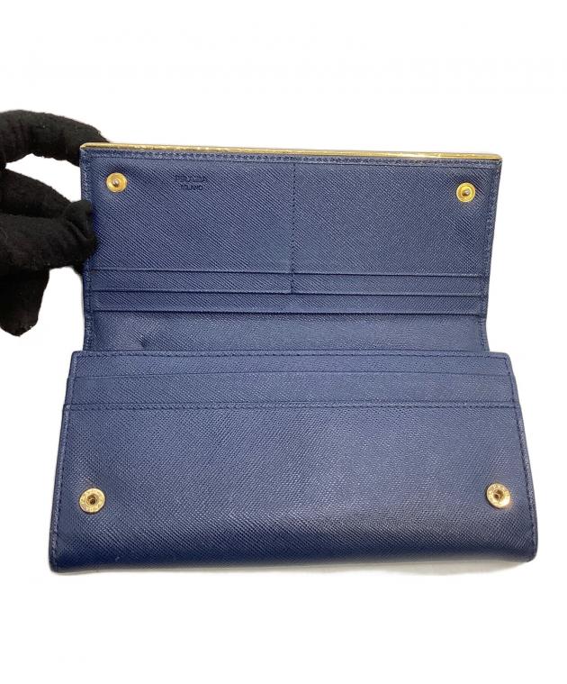中古・古着通販】PRADA (プラダ) 長財布 サフィアーノ ネイビー