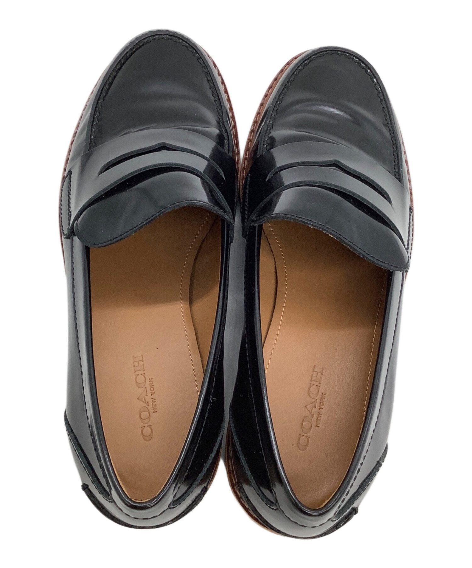 中古・古着通販】COACH (コーチ) コインローファー ブラック サイズ:6