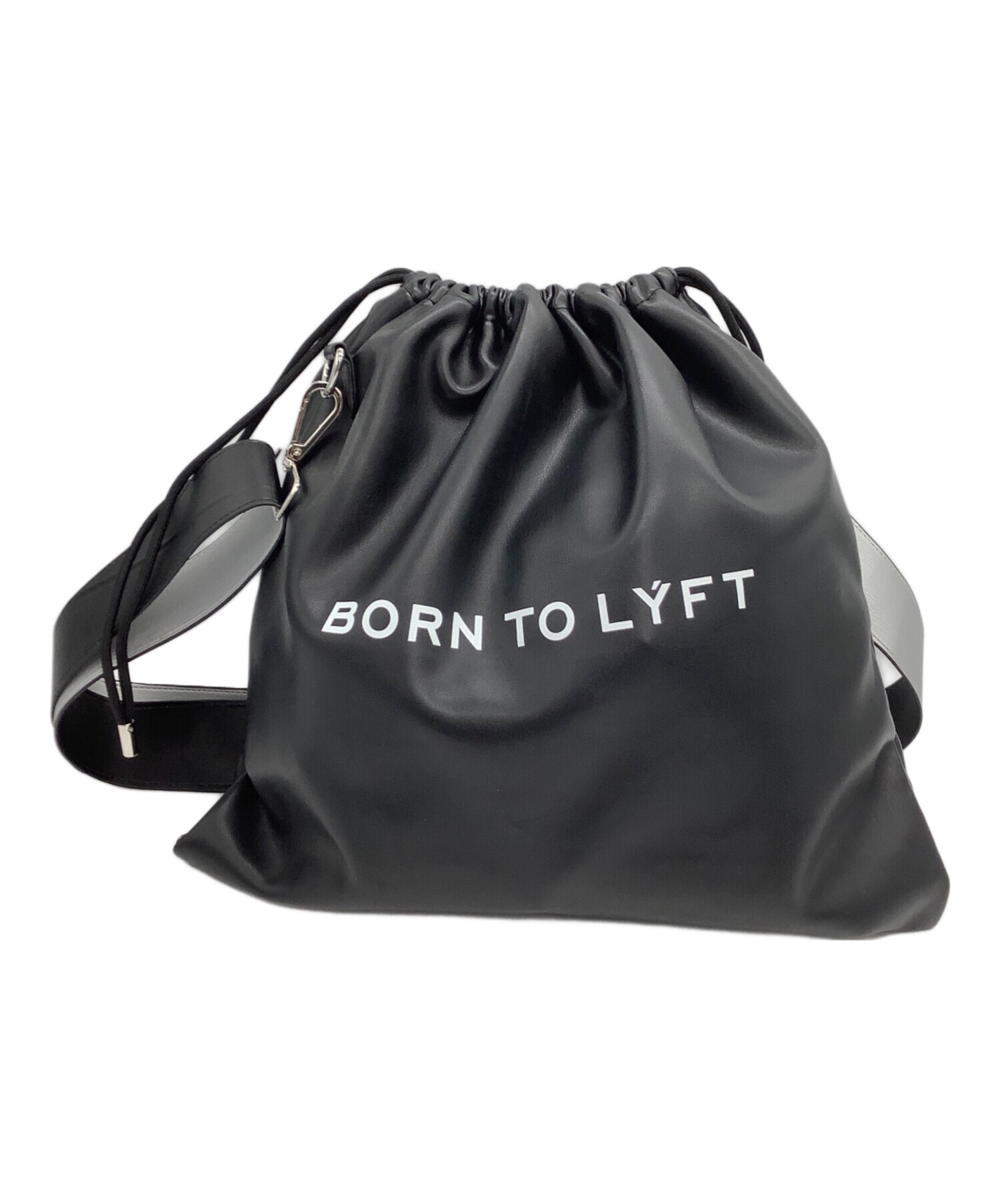 LYFT リフト　合成皮巾着バッグ　ショルダーバッグ　黒 中古・古着通販】Lyft (リフト) 巾着バッグ ブラック｜ブランド・古着