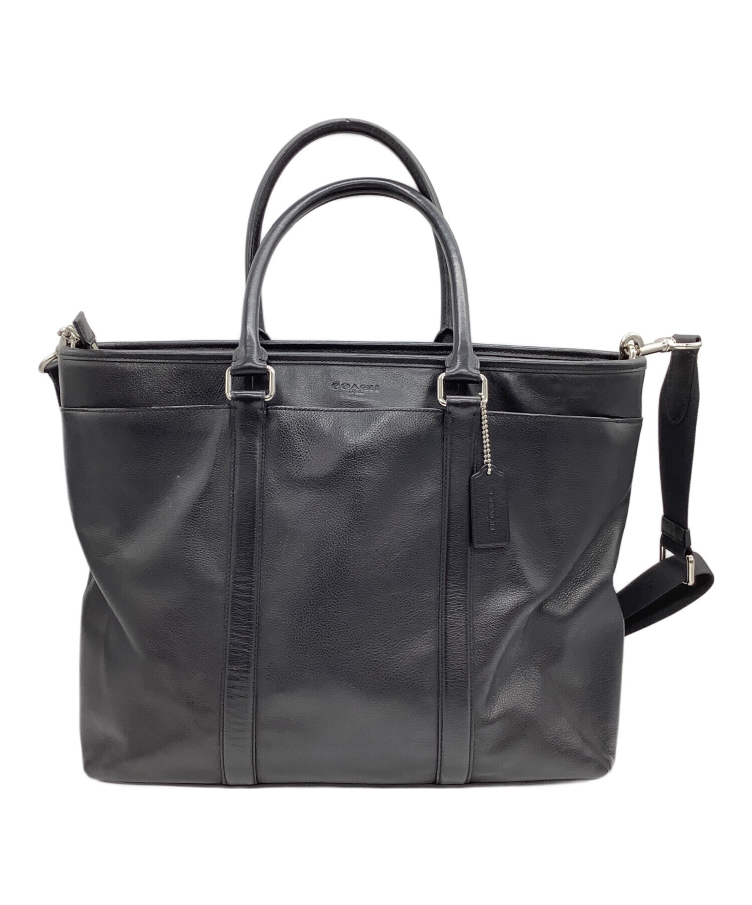 中古・古着通販】COACH (コーチ) レザートートバッグ ブラック