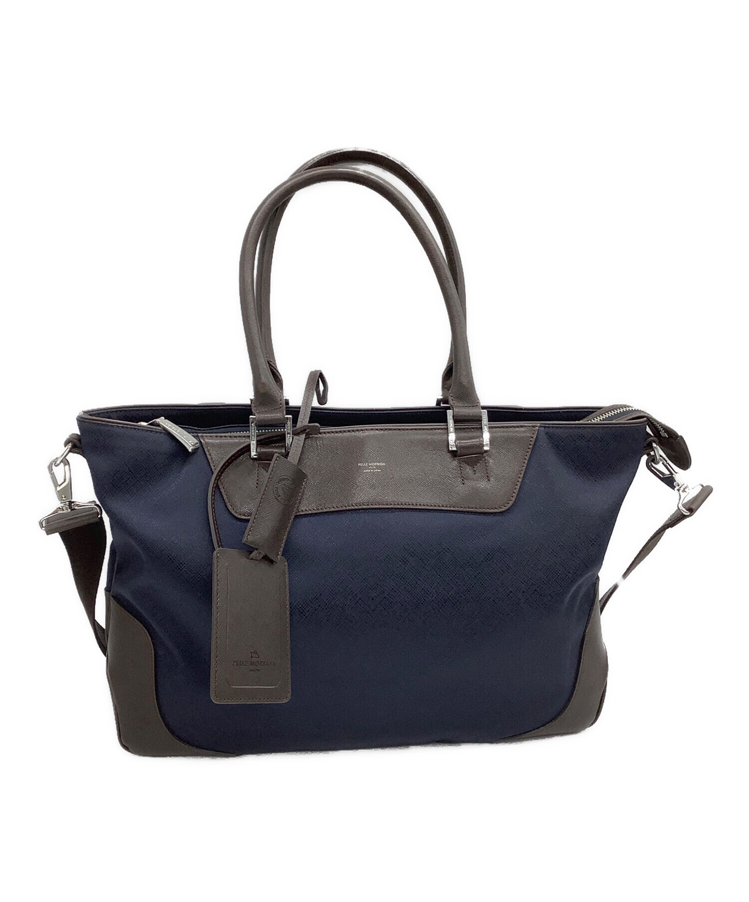 美品！！PELLE MORBIDA ビジネスバッグ ネイビー 中古・古着通販】PELLE MORBIDA (ペッレモルビダ) ビジネスバッグ