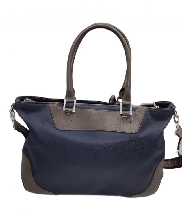 PELLE MORBIDAネイビーレザービジネスバッグ 中古・古着通販】PELLE MORBIDA (ペッレモルビダ) ビジネスバッグ