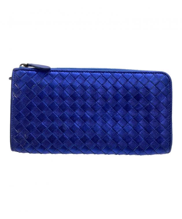 希少✨Bottega Veneta イントレチャート 長財布 ブルー 中古・古着通販】BOTTEGA VENETA (ボッテガベネタ) 長財布 イントレ