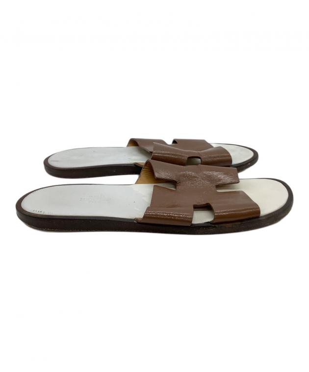 HERMES イズミール 中古品 箱等付き size40 25.5〜26.0㌢位 中古・古着通販】HERMES (エルメス) サンダル イズミール ブラウン