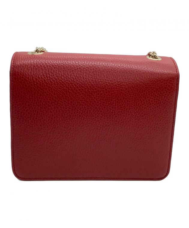 GUCCI インターロッキングG チェーンショルダーバッグ レッド 中古・古着通販】GUCCI (グッチ) チェーンショルダーバッグ インター