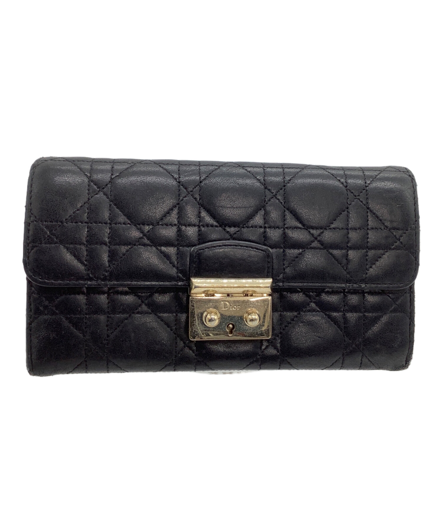 良品 Christian Dior クリスチャンディオール ロゴ金具 チェーンウォレット 長財布 MA-0137 ブラック レディース 古着 中古 USED Christian Dior（クリスチャン・ディオール） 良品 ロゴ金具 チェーン
