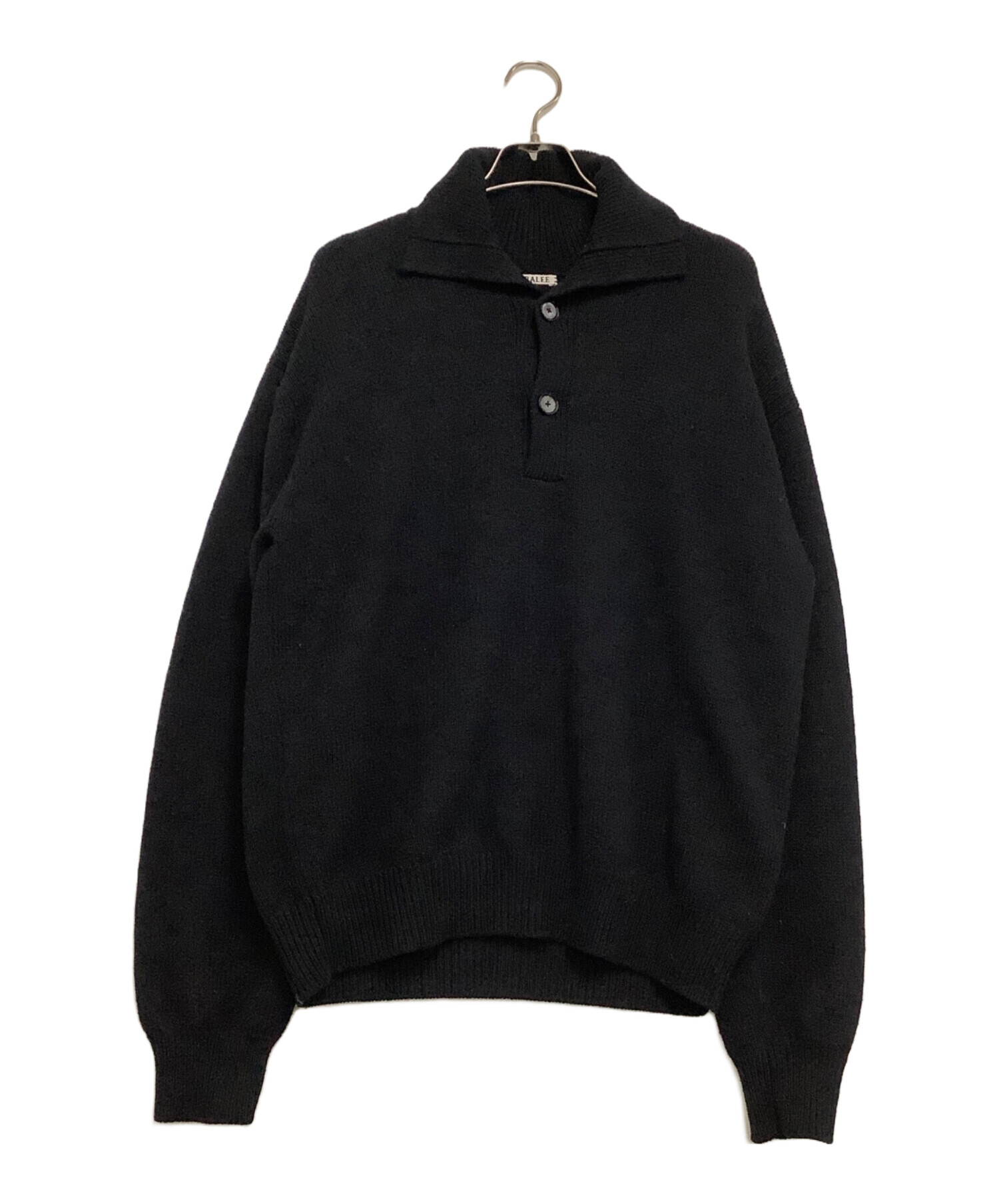 AURALEE ブラック ポロシャツ Lサイズ 中古・古着通販】AURALEE (オーラリー) ニットポロシャツ ブラック