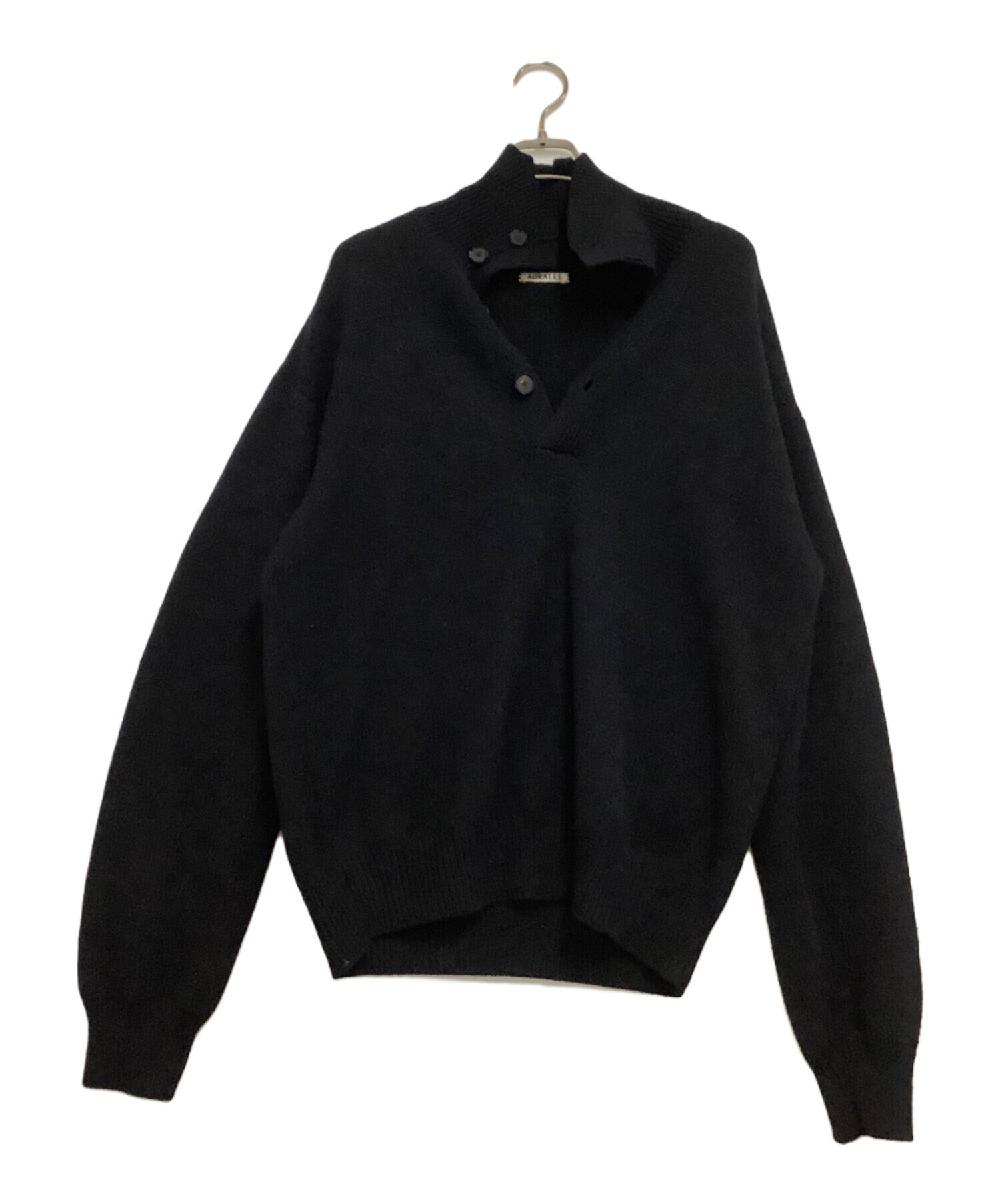 中古・古着通販】AURALEE (オーラリー) ニットポロシャツ ブラック