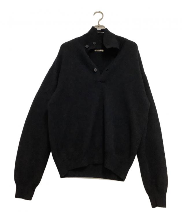 中古・古着通販】AURALEE (オーラリー) ニットポロシャツ ブラック