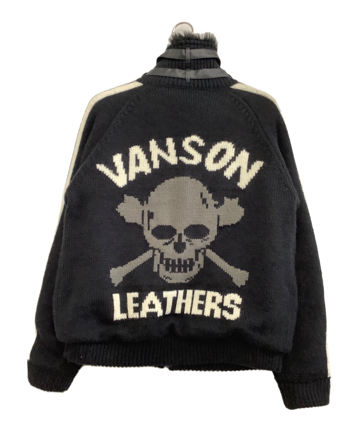 VANSON スカルデザイン ニットジャケット 中古・古着通販】VANSON (バンソン) ニットジャケット スカル ブラック