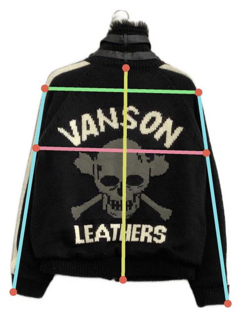 中古・古着通販】VANSON (バンソン) ニットジャケット スカル ブラック