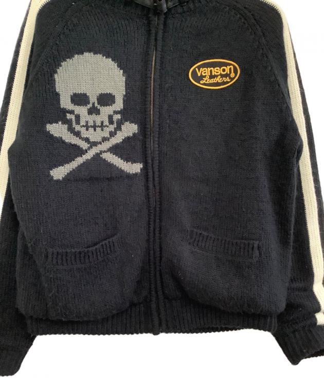 中古・古着通販】VANSON (バンソン) ニットジャケット スカル ブラック