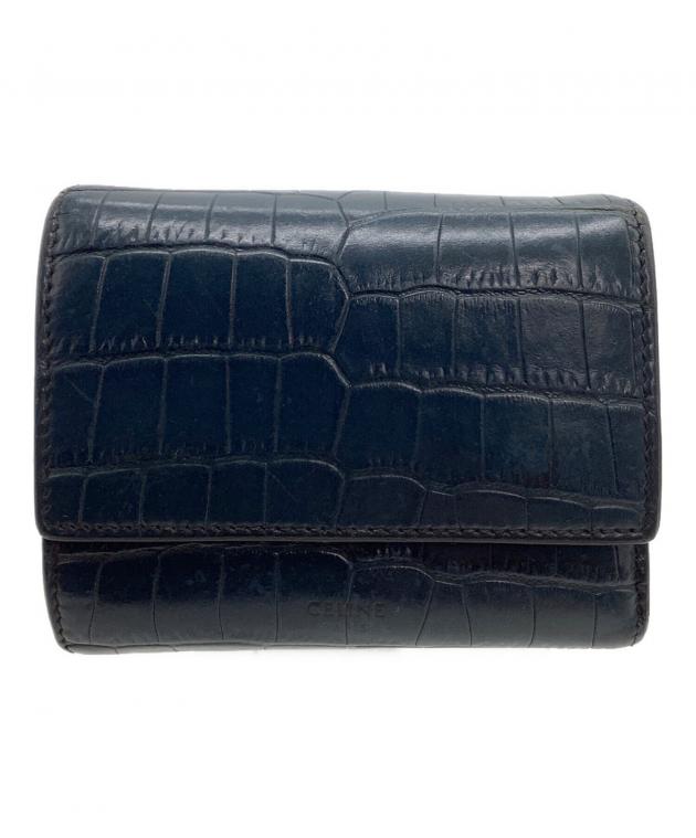 中古・古着通販】CELINE (セリーヌ) 2つ折り財布 クロコ型押し
