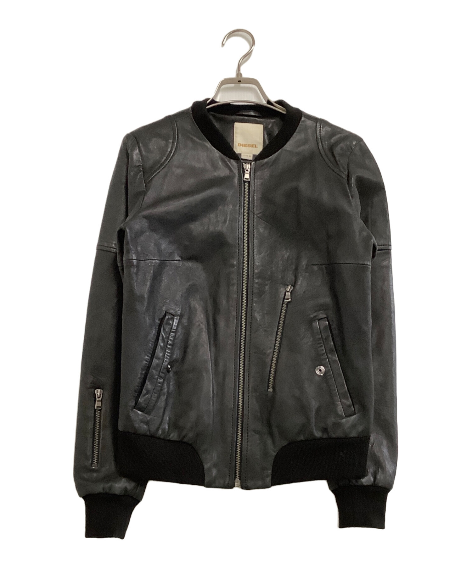 中古・古着通販】DIESEL (ディーゼル) ラムレザージャケット ブラック