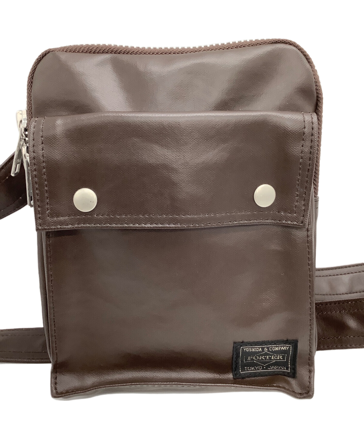 中古・古着通販】PORTER (ポーター) レザーショルダーバッグ ブラウン 