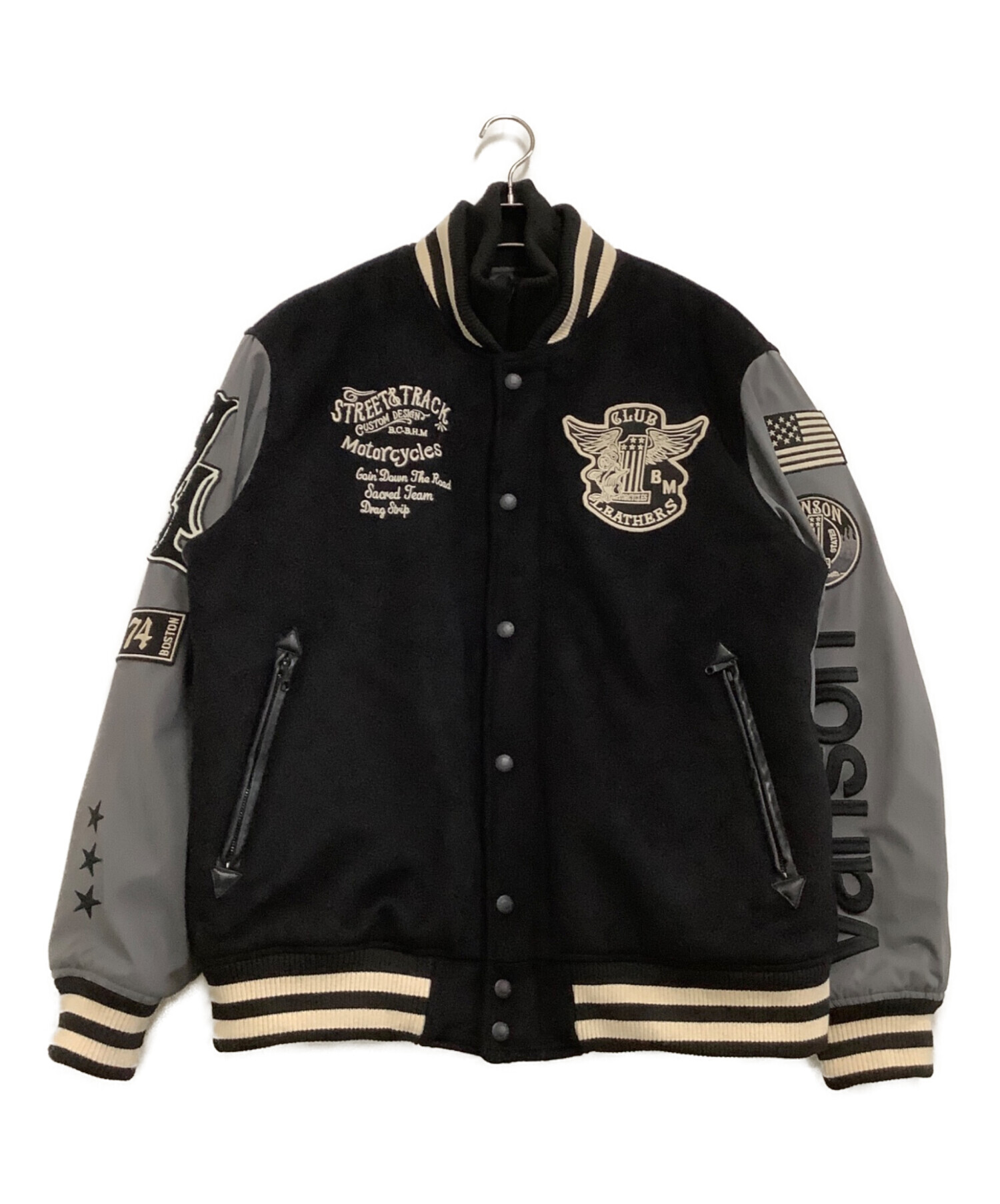 VANSON スタジャン グレー/ブラック 新品未使用タグ付き 中古・古着通販】VANSON (バンソン) スタジャン STREET TRACK ブラック