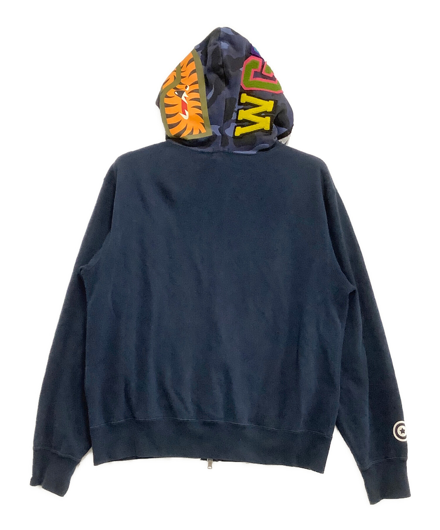 A BATHING APE プリント フル ジップ パーカー　ネイビー 中古・古着通販】A BATHING APE (アベイシングエイプ) ジップパーカー
