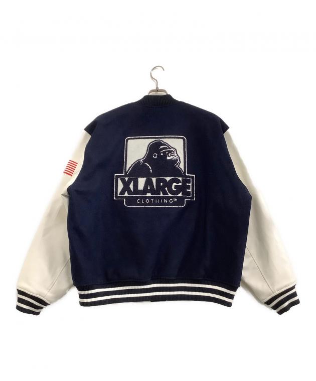 【古着】XLARGE Varsity Jacket ネイビー 中古・古着通販】X-LARGE (エクストララージ) スタジャン OG LOGO