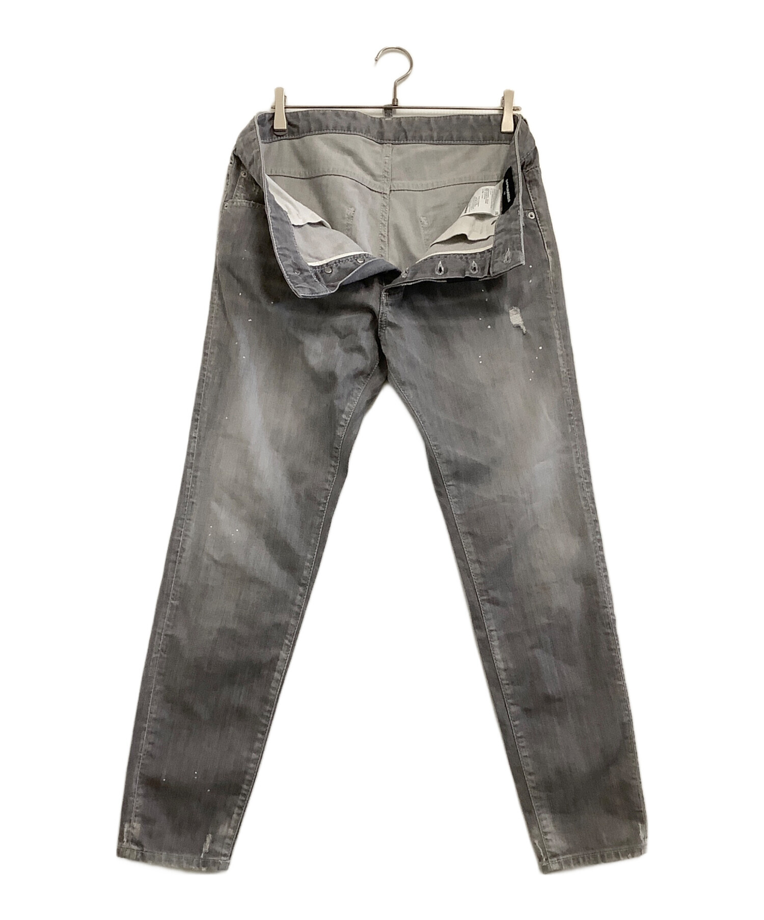 希少！即完売！DSQUARED2 デニムパンツ グレー ダメージ加工 2レザー