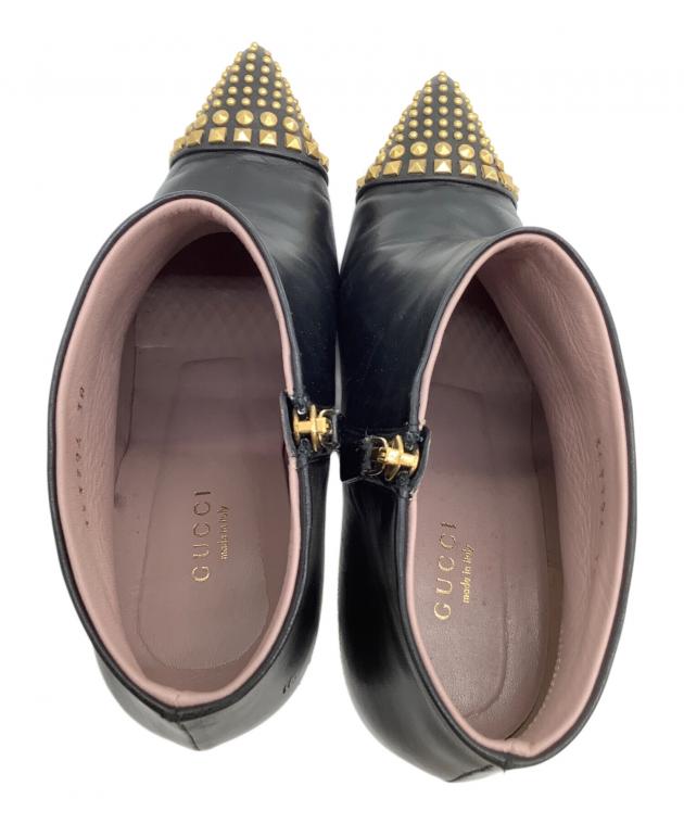 中古・古着通販】GUCCI (グッチ) ヒールブーツ スタッズ ブラック
