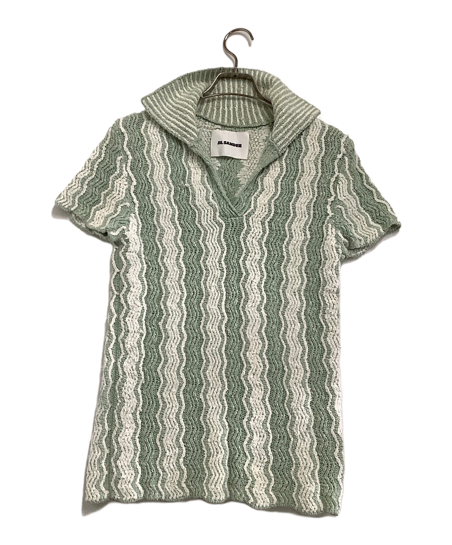 ビンテージ90sアーカイブ ジルサンダー 半袖シルクニット46 サンフレールタグ 中古・古着通販】JIL SANDER (ジルサンダー) 半袖カットソー 黄緑