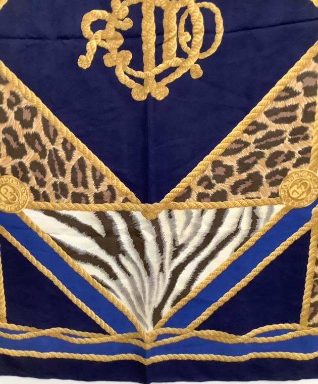 ヒョウ レオパード スカーフ 金色刺繍 クリスチャンディオール 絹100% 中古・古着通販】Christian Dior (クリスチャン ディオール) スカーフ