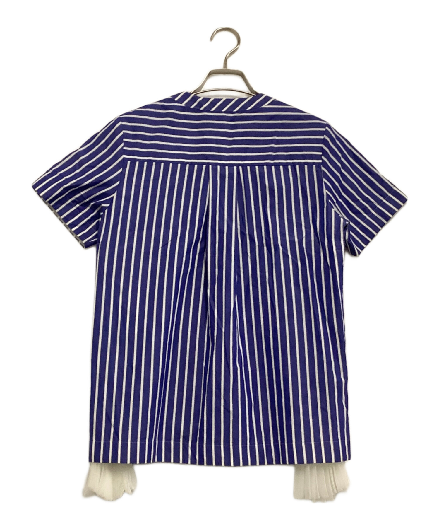 中古・古着通販】sacai (サカイ) 半袖ブラウス ブルー×ホワイト サイズ