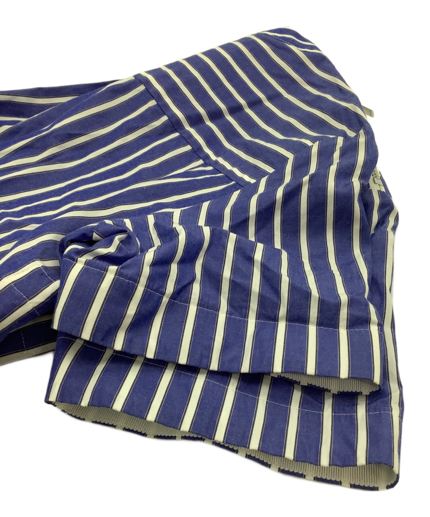 サカイ　sacai 半袖シャツ　フリル　リブ　サックスブルー　サイズ1 中古・古着通販】sacai (サカイ) 半袖ブラウス ブルー×ホワイト サイズ