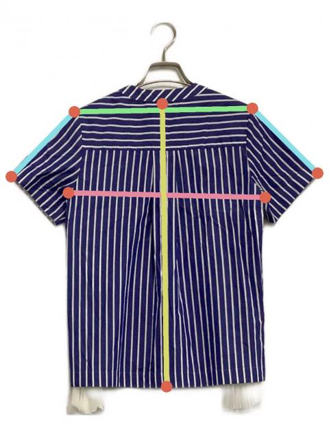 中古・古着通販】sacai (サカイ) 半袖ブラウス ブルー×ホワイト サイズ