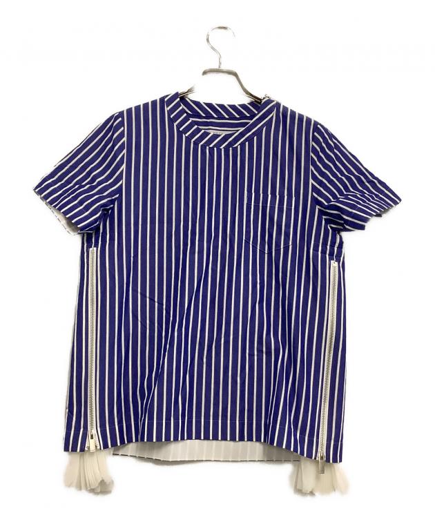 中古・古着通販】sacai (サカイ) 半袖ブラウス ブルー×ホワイト サイズ