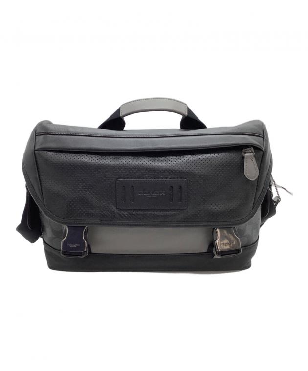 美品 COACH 本革 メッセンジャーバッグ 斜め掛け 自立 ネイビー 中古・古着通販】COACH (コーチ) メッセンジャーバッグ｜ブランド